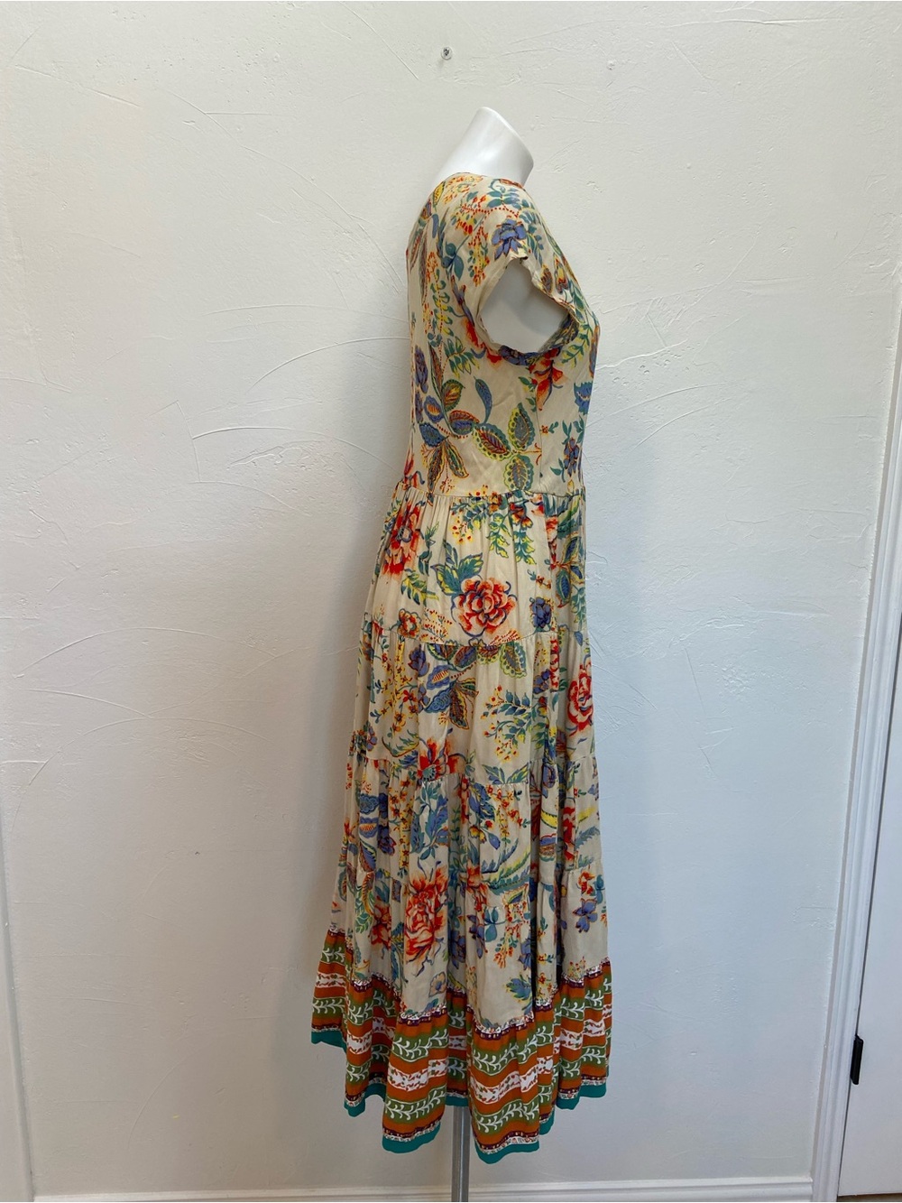 SOFT SURROUNDINGS MULTICOLOR CREW SHORT SLEEVE TSHIRT TIERED KARA MAXI DRESS - Picture 6 of 14